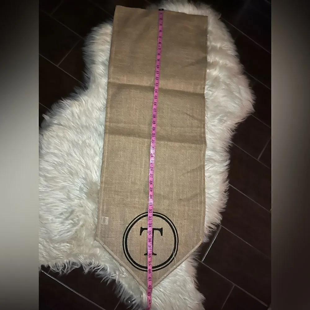 Mudpie burlap table runner monogram “T”